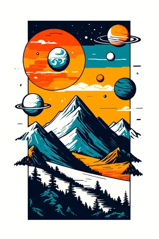 Mountain Landscape Planets Surrounding