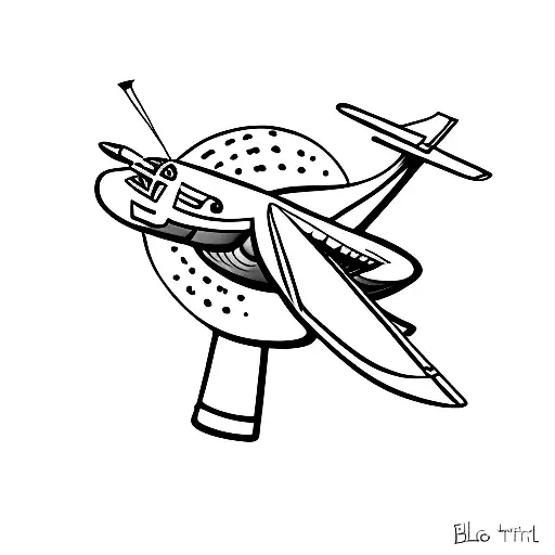 A Surreal Tattoo Of A St Kilda Stick Man Flying An Airplane