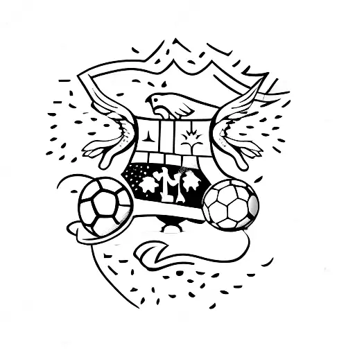 A Minimalist Tattoo Of A Soccer Player Celebrating With Their Family And Friends