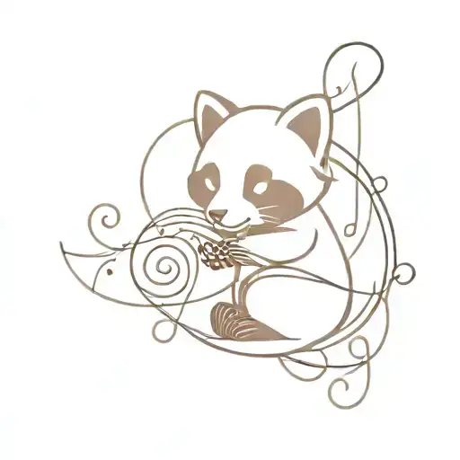 Redpanda And Music Note Intertwined