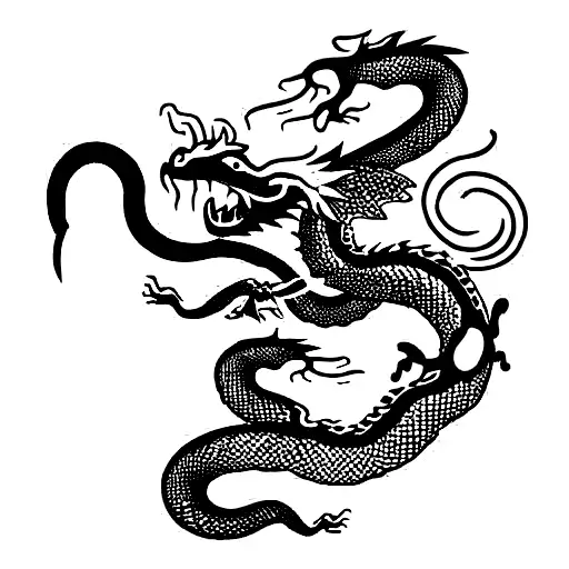Dragon And Snake With Flowers
