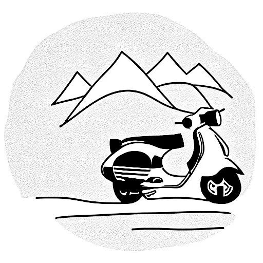 Vespa And Camping Mountains