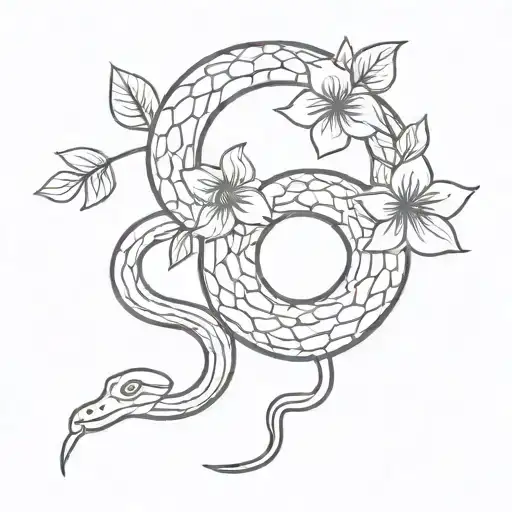 Snake And Flowers
