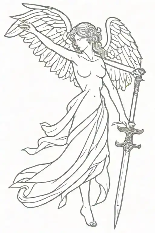 Angel With Wings And Sword