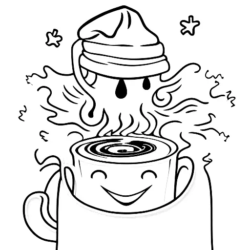Sheet Ghost With Beanie And Coffee