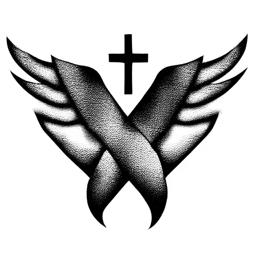 Angel Wings With A Cross In The Middle For A Large Back Piece