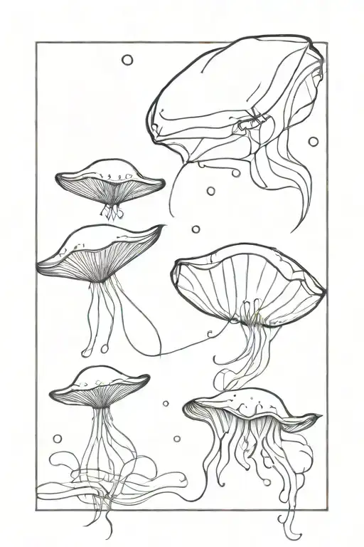 A One Line Stingray And A Jellyfish Floating