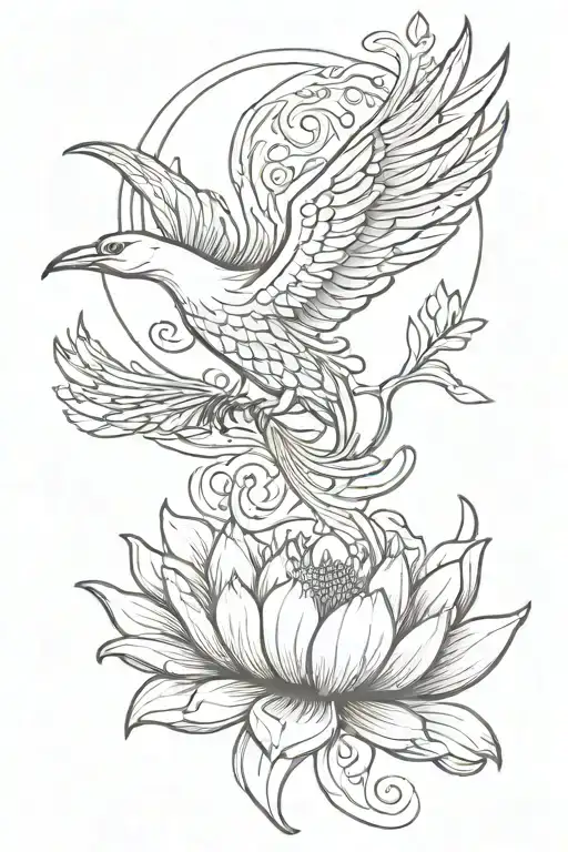 Pheonix Rising From A Lotus Flower