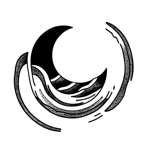 Simple Moon On An Ocean Wave