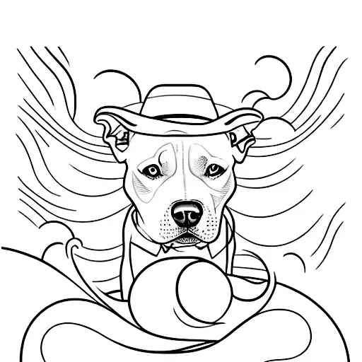 A Minimalist Tattoo Of Your Pitbull Playing In The Waves At The Beach With Your Partner And Son
