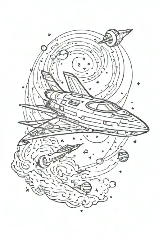 Spaceship Flying Through A Galaxy