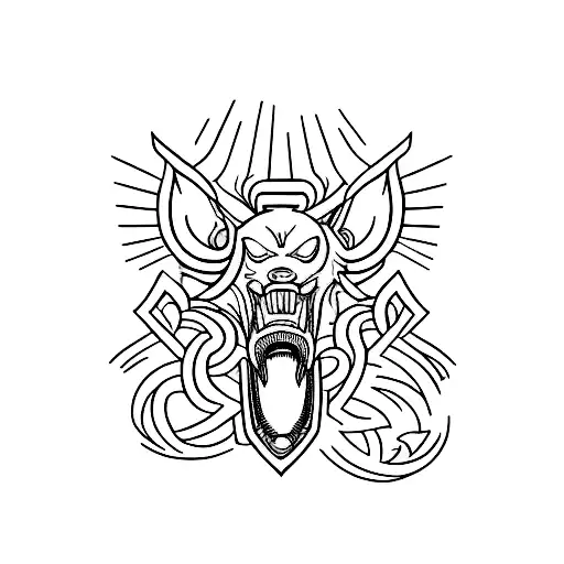 A Fierce Blackwork Tattoo Of A Roaring Car Engine