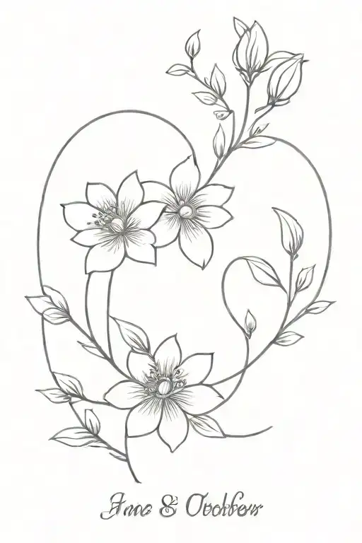 June And October Birth Month Flowers Intertwined
