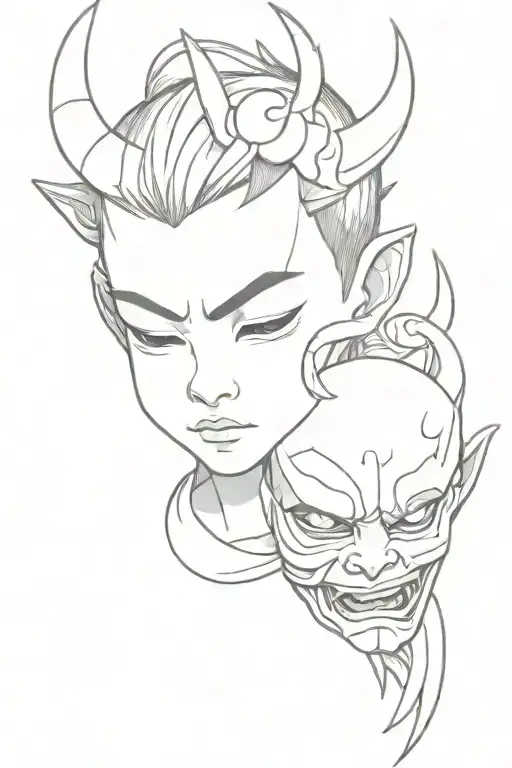 Little Boy Removing Oni Demon Mask