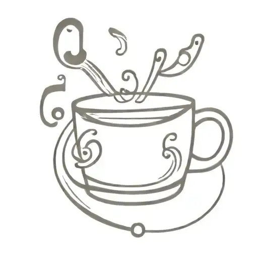 Coffee Mug Camera Lens Music Notes Floating