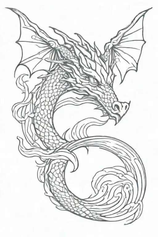 Small Dragon And Ocean Waves