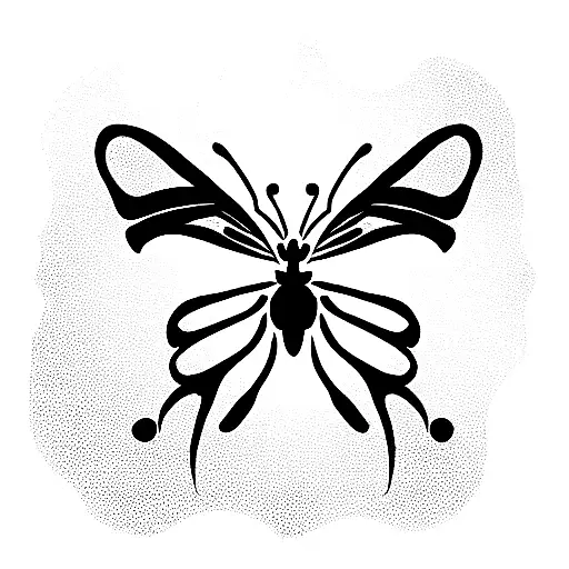 Tribal Butterfly With Spider Web Inside Its Wings