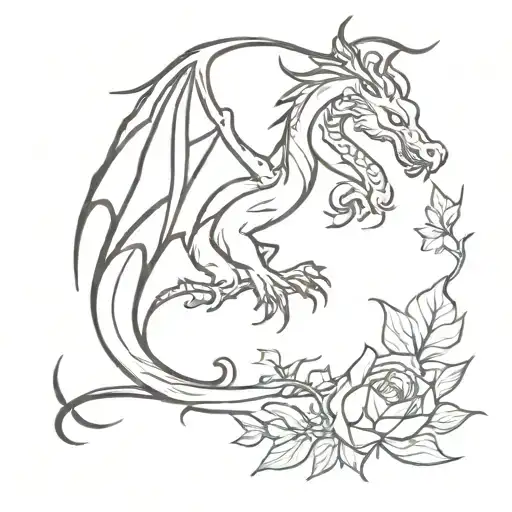 Dragon With Flowers