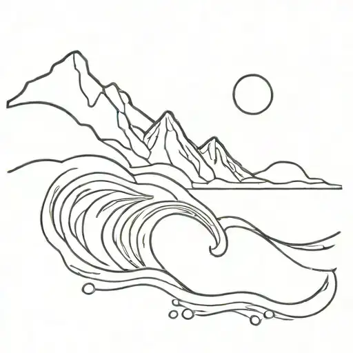 Sea Wave And Mountain