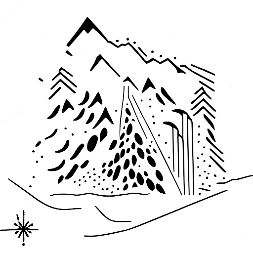 Skier And Snowboarder Leaving A Trace On The Mountain