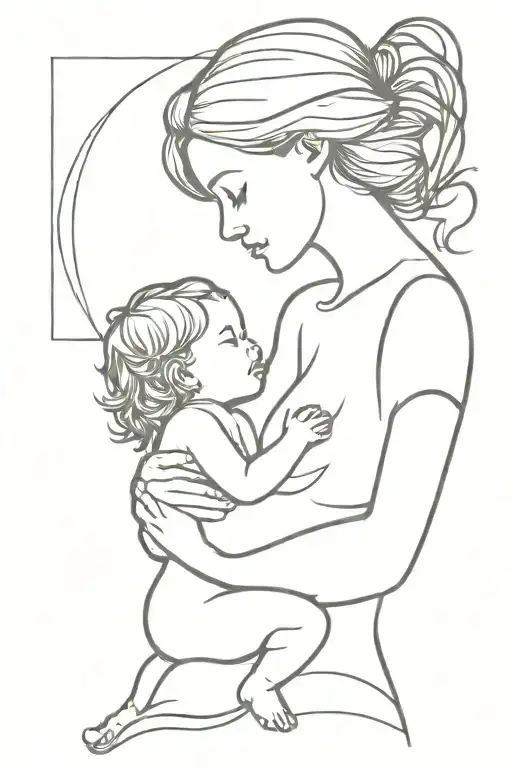 Mother With Baby And Girl Silhouette