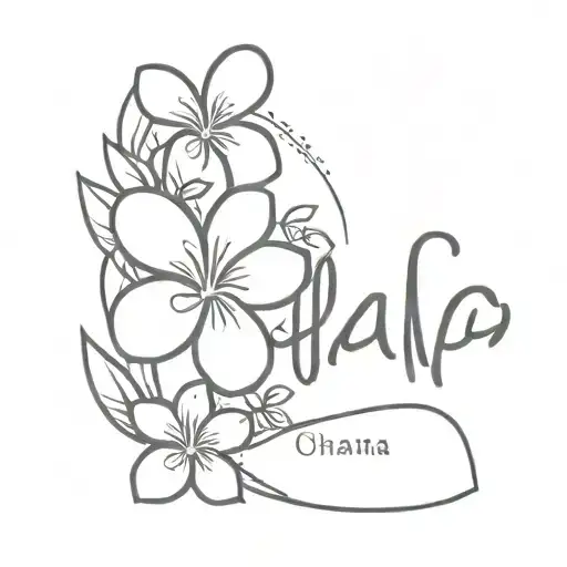 The Word Ohana With A Flower Intertwined