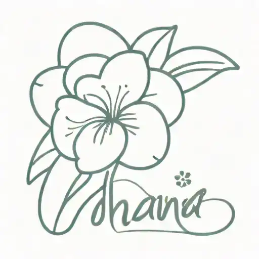 The Word Ohana With A Small Flower On The Side