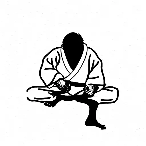 A Judo Figter Sitting On His Legs Concentrated Abstract