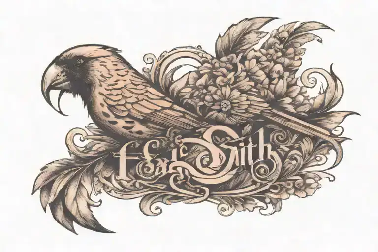 Faith Written Out With A Cardinal And Leapord Print