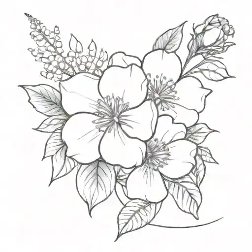 Birth Flower Bouquet Tattoo Fine Line Jan Oct Dec