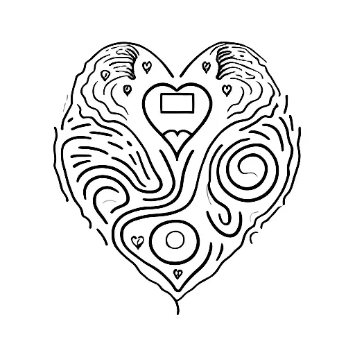 A Dotwork Pattern Of Different Animal Footprints Forming A Heart Shape