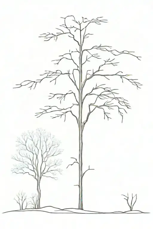 Tree At Top Of Back With Thin Tattoo Down Spine