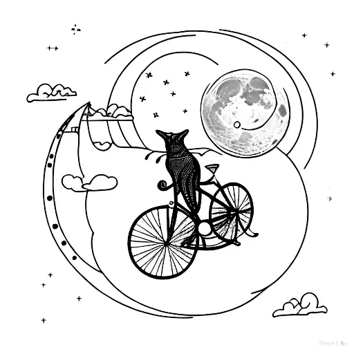 Cat Bicycle Moon