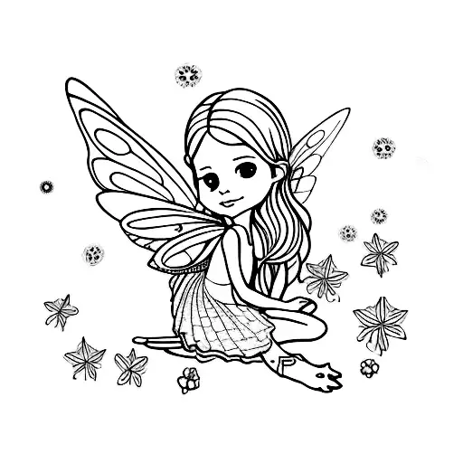 Fairy Laying Over Her Legs Covering Her Chest