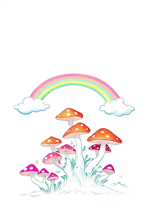Lsd Acid Rainbows Colorful Hyper Realistic Clouds Frogs Mushrooms