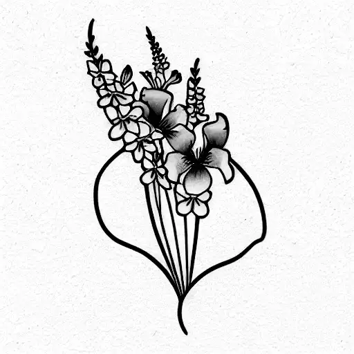 Art Nouveau Floral Lupine And Viola Flowers