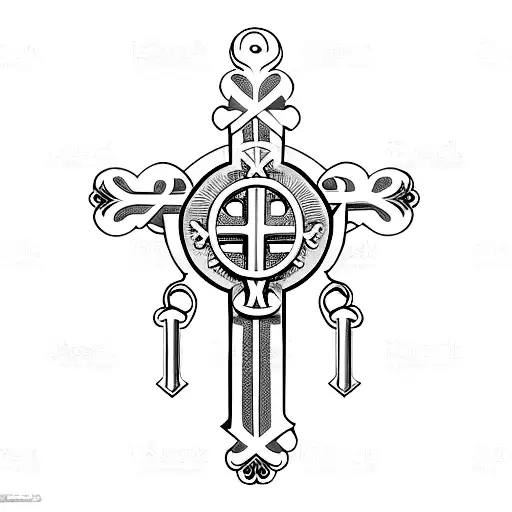 Christian Cross With Flat Hat And Rosary