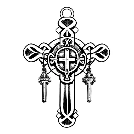 Christian Cross And Rosary