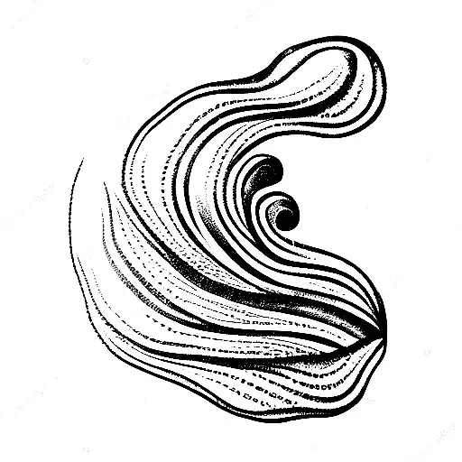 Black And White Sea Wave With Shells