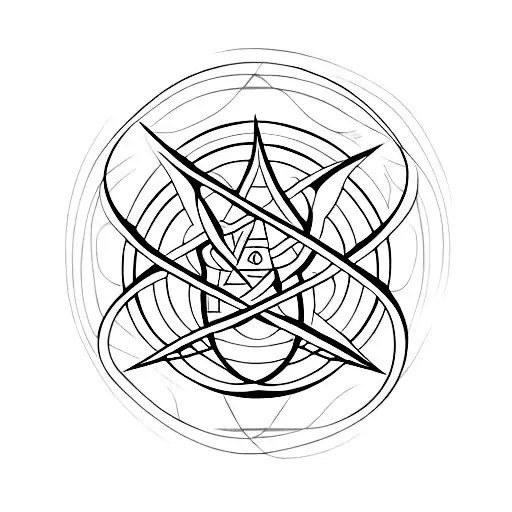 A Minimalistic Tattoo Of A Pentagram With Subtle Hints Of Mystical Elements And Nature