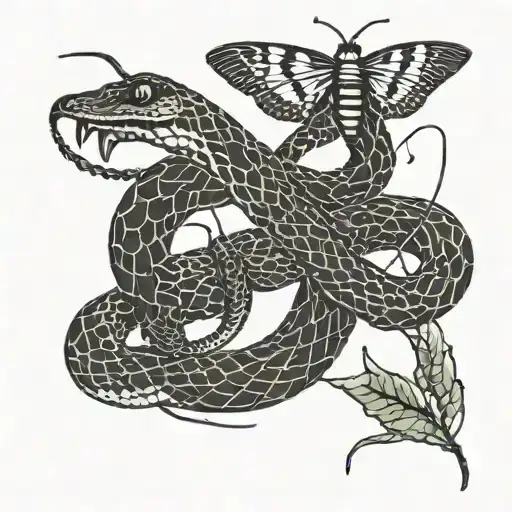 Snake An Moth Fighting