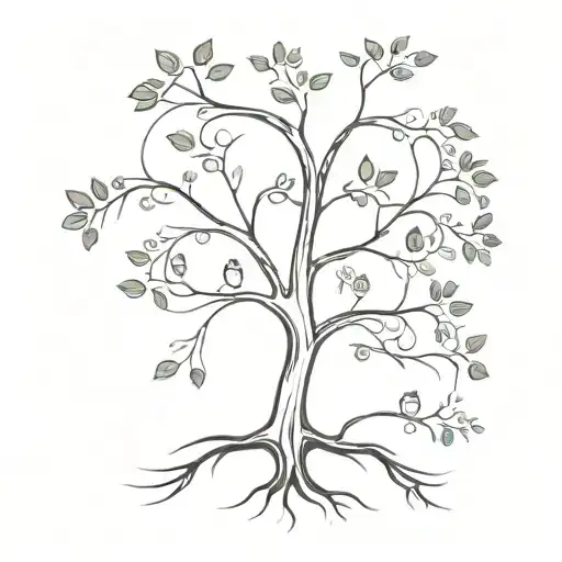 A Minimalist Design Of A Family Tree With Each Branch Representing A Family Member