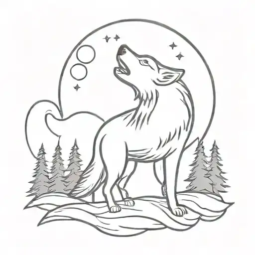 Gray Wolf Howling At The Moon
