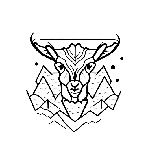 Mountain Range With Goat