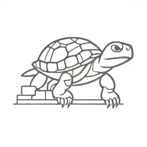 Cartoon Turtle Climbing Stairs