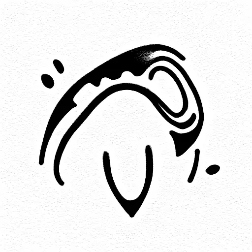 Ink Tattoo Of A Singular Tooth Black And White Small