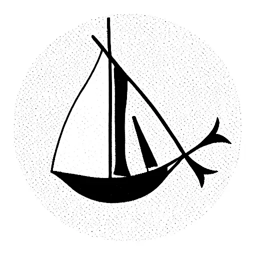 Sail Boat Guided By Moon Indigenous