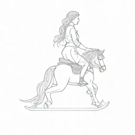 A Woman Riding A Rocking Horse