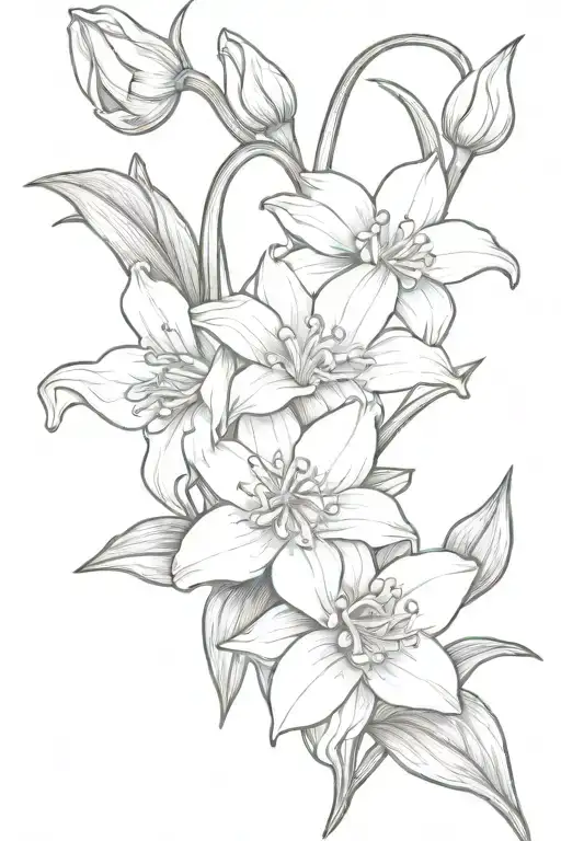 Daffodil And Lilly Of The Valley Bouquet Fine Line
