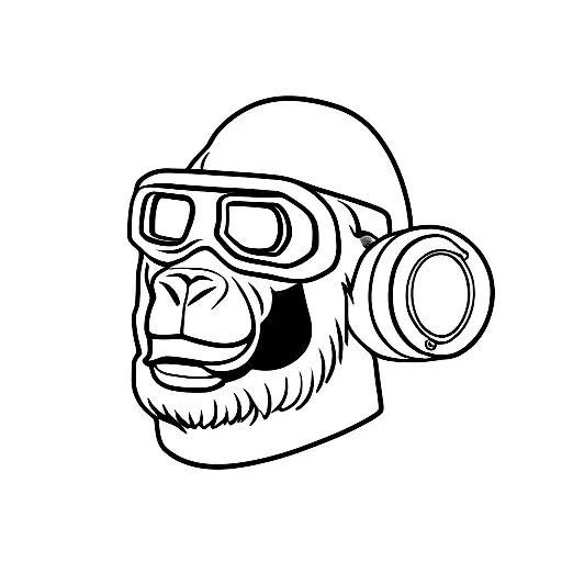 Gorilla With Motorcycle Helmet And Goggles